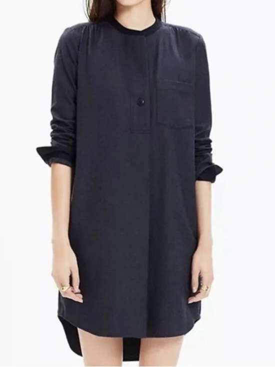 Madewell Dresses & Skirts - Madewell Latitude Charcoal Gray Wool Blend Crew Neck Shirt Dress Size Med E0910